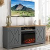 Farmhouse Wooden with Electric Fireplace Gray - Festivo: Entertainment Center, Holds TV Stand for TVs up to 75" - 2 of 4