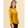 Allegra K Women's Elegant Collar V Neck Long Sleeve Work Office Satin Button Down Shirt - 3 of 4