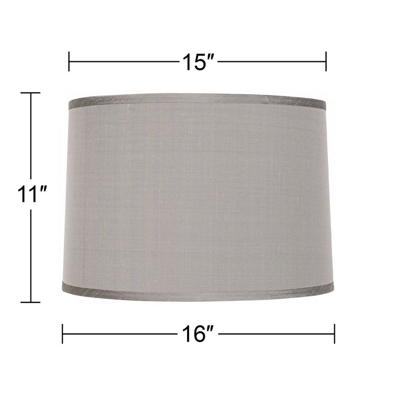 Springcrest Platinum Gray Dupioni Medium Lamp Shade 15" Top x 16" Bottom x 11" High (Spider) Replacement with Harp and Finial, 5 of 10