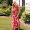 Women's Red Floral Print Smocked Maxi Dress - Cupshe - 3 of 4