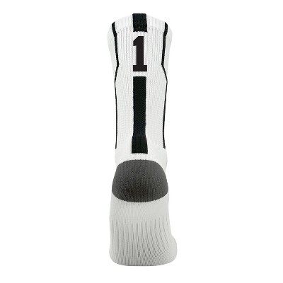 Mk Socks Player ID Jersey Number SINGLE Crew Sock - White, Black