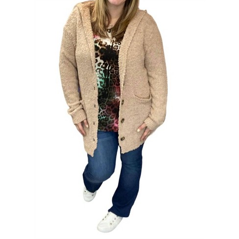 Women's Hooded Popcorn Cardigan - PLUS - ANDREE BY UNIT - image 1 of 4