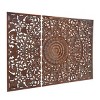 Set of 3 Wooden Floral Handmade Intricately Carved Wall Decors with Mandala Design - Olivia & May - 3 of 4