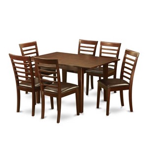 Chic 7 Piece Dinette Set - Rectangle Table w/ Leaf & 6 Dining Chairs - 32x60 Inch - 1 of 4