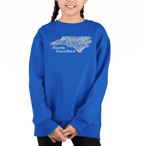 LA Pop Art North Carolina - Girl's Word Art Crewneck Sweatshirt - 1 of 3