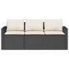 vidaXL Patio Sofa with Cushions 3-Seater Outdoor Seating Black Poly Rattan - Weather Resistant & Removable Covers - 4 of 4