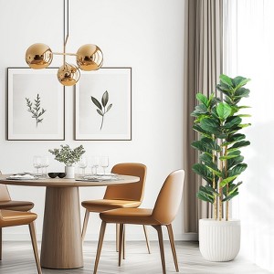 7FT / 6FT /5FT Artificial Fiddle Leaf Fig Tree with Natural Wood Trunk,Tall Fake Fiddle Leaves Plant in White Planter, Floor Plants - 1 of 4