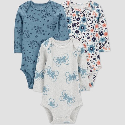 Image of Carter's Just One You® Baby Girls' 3pk Floral Bodysuit - Navy 3M