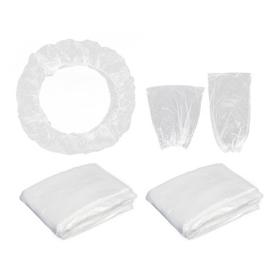 Unique Bargains Plastic Seat & Steering Wheel Hand Brake Shift Knob Cover Set for Car White