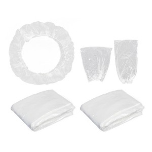 Unique Bargains Plastic Seat & Steering Wheel Hand Brake Shift Knob Cover Set for Car White - 1 of 4