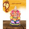 Shastha Clay Color Simahasanam Seed Ganesha 9 Inch,Erukkam Poo, Poonal , White Cloth , Maddur Vade , Kozhukattai Flour For chaturthi - 2 of 4