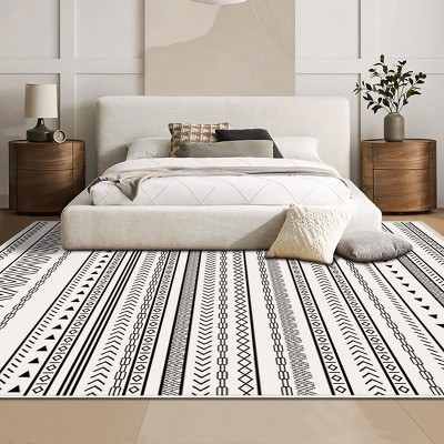 FURNIinspire Floor Mats Living Room Area Rug Modern Non-Slip Floor Carpet, Large Machine Washable Rugs for Bedroom, Office, Grey, 60"*84"