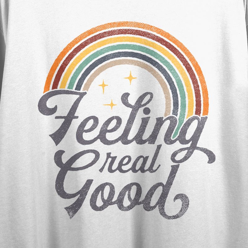 Rainbow "Feeling Real Good" Vintage-Inspired Women's White Cropped Tee, 2 of 3