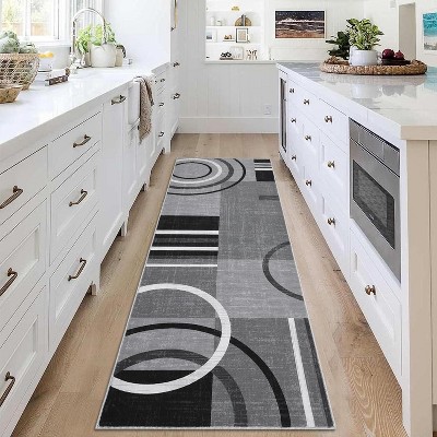 Geometric Abstract Washable Rug - Non-Slip Ultra-Thin Modern Carpet for Living Room, Bedroom, Dining Room - Stain Resistant