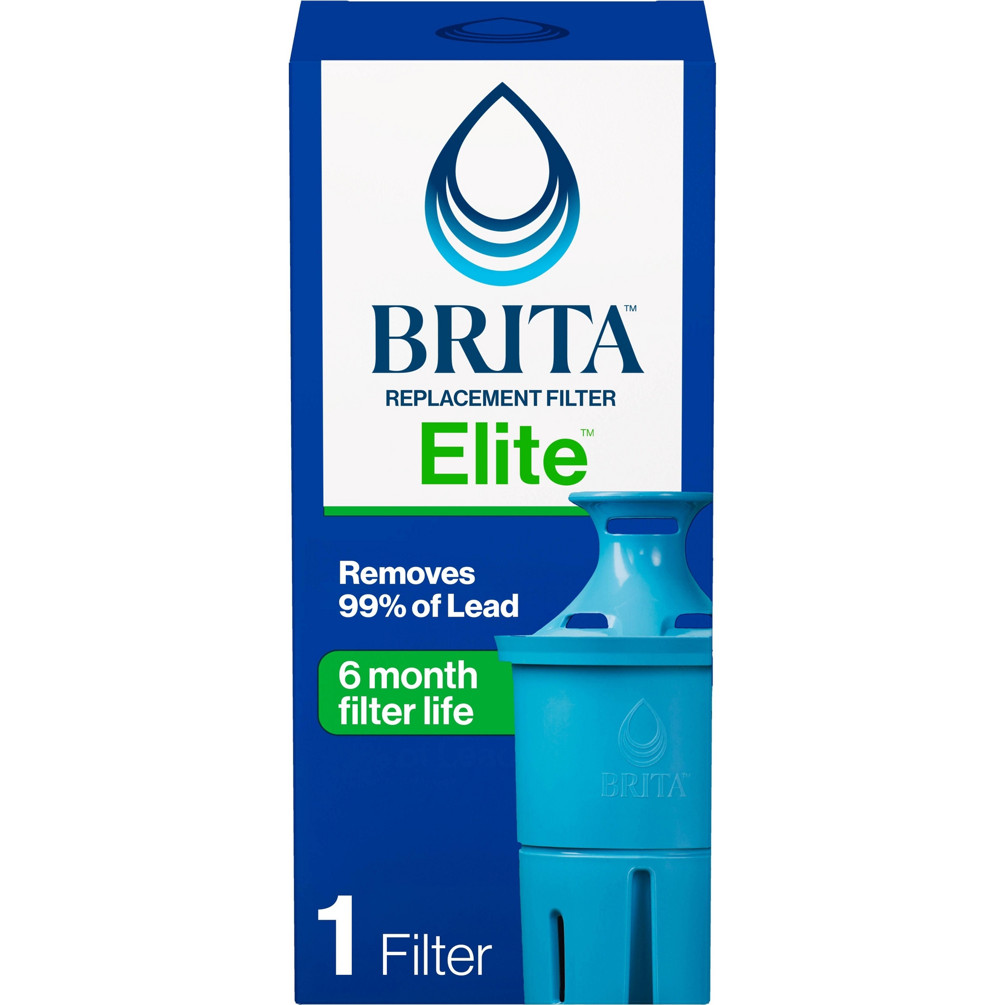 Brita Elite Replacement Water Filter for Pitchers and Dispensers: Reduces Odors, Filters Benzene & Lead