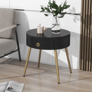 Round Coffee Tables with Golden Legs for Living Room, Black - 1 of 3