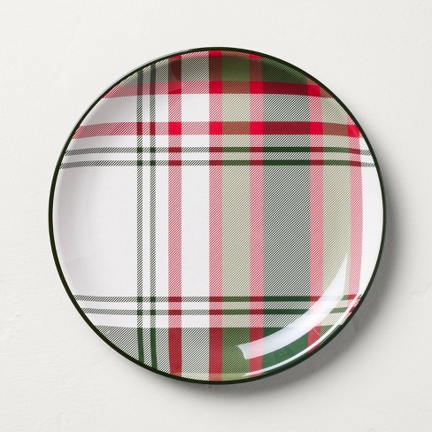 10.5 Christmas Plaid Melamine Dinner Plate Green red cream Hearth Hand With Magnolia Target