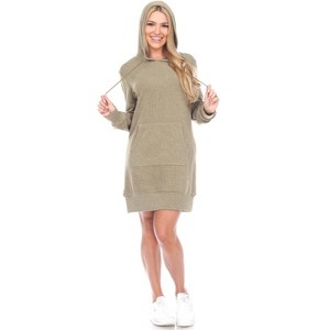 Women's Hoodie Sweatshirt Dress - White Mark - 1 of 3