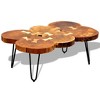 vidaXL Coffee Table End Table with Iron Legs 4 Trunks Solid Wood Sheesham - 3 of 4