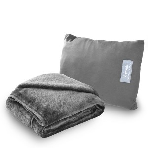 Tirrinia Travel Blanket Airplane Office Pullover 4 in 1 Premium Cozy Fleece Portable  Pullover  Blankets with Built-in Bag, Pocket - 1 of 4