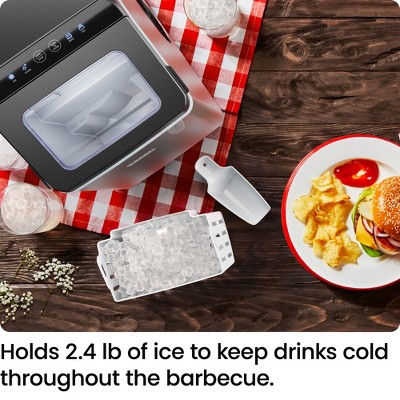 Stainless Steel Countertop Nugget Ice Maker with Scoop and Basket