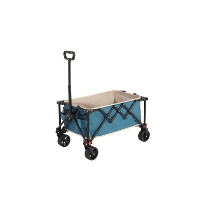 VisioGear Outdoor Serving Carts, Portable Folding Beach Wagons with Wheels, Collaspible Cart with Handle, Blue, 30.31"*18.9"*24.02"