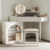 Corner Makeup Vanity Desk with LED Lighted Mirror and Stool, Dressing Table with Large Storage Cabinet & Adjustable Brightness for Small Spaces - 2 of 4