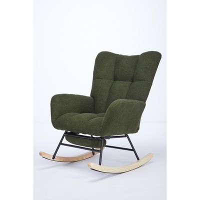 NicBex Velvet Glider Rocking Chair,Upholstered Nursery Rocker Chairs with High Backrest,Modern Rocking Chair,Nursing Chair for Bedroom