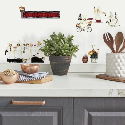Cheerful Chef Cartoon Vinyl Wall Decals, 17 Pieces