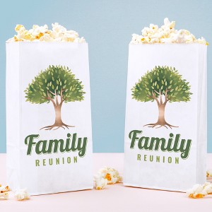 Big Dot of Happiness Family Tree Reunion Popcorn Bags, Family Gathering Party Favor Snack Treats, Free-Standing Individual White Paper Bags - 25 Count - 1 of 4