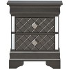 Vynxaria Chic Modern Metallic Black Nightstand, 24"H×21"W×16"D, 2 Spacious Drawers, Transitional Design, Fully Assembled - 2 of 4