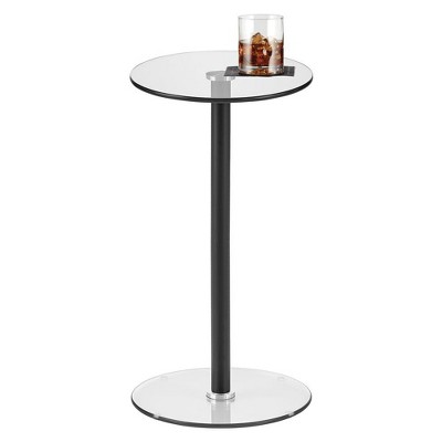 iDesign Round Pedestal Drink Table for Small Spaces - Clear/Matte Black