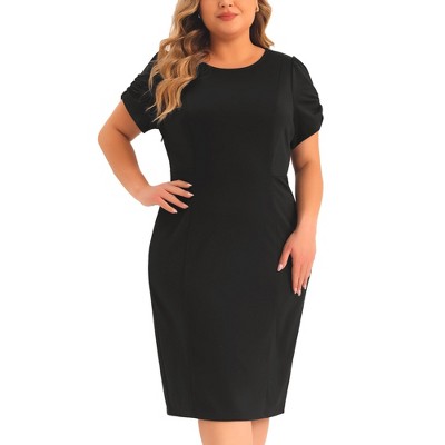 Agnes Orinda Women's Plus Size Short Sleeve Above Knee Sheath Office Work Bodycon Dresses