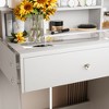 Modern Makeup Vanity Desk Vanity Table Dressing Table with 3-Mode Lighted Mirror, Charging Ports, Glass Top, 2 Drawers&Cabinet, White/Black-ModernLuxe - 3 of 4