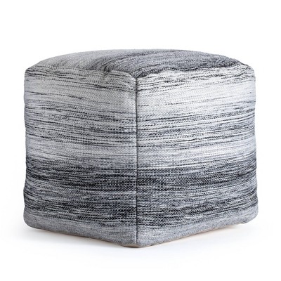 Caledonia Pouf Gray/Ivory - Anji Mountain: Handmade, Square, Unupholstered, Fair Trade Certified