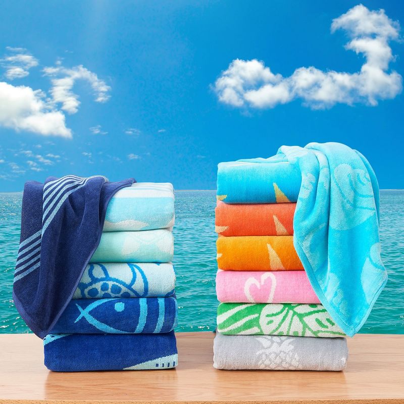 Cotton Jacquard Theme Printed Beach Towel 2 Pack - Great Bay Home, 5 of 8