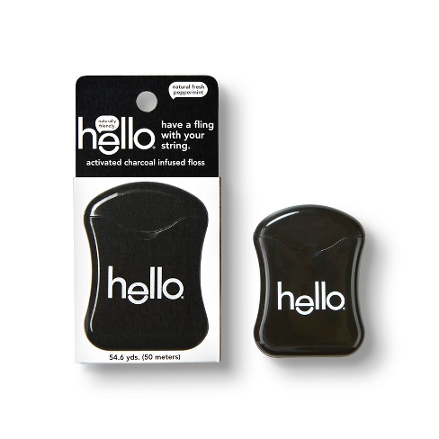 Hello Activated Charcoal Infused Floss Natural Peppermint - Trial Size - 163.8ft : Target