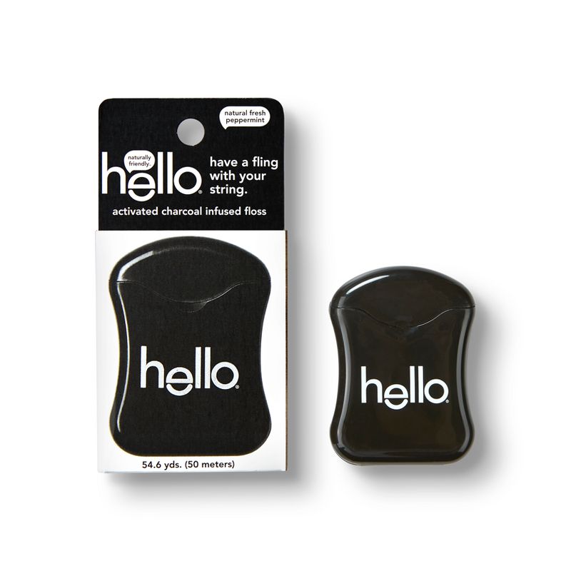 hello Activated Charcoal Infused Floss Natural Peppermint Flavor  - Trial Size - 163.8ft, 1 of 12