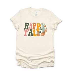 Simply Sage Market Women's Happy Fall Wavy Pumpkins Short Sleeve Graphic Tee - 1 of 3