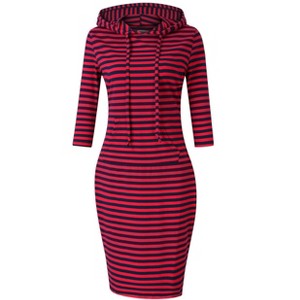Clearlove Women's Casual Pocket Slim Pullover Maxi Hoodie Dress - 1 of 4