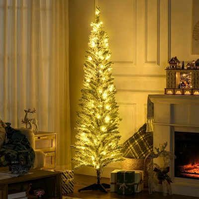 Whisen 6FT Prelit Slim Artificial Christmas Tree with 170 LED Lights and 390 Tips - Green