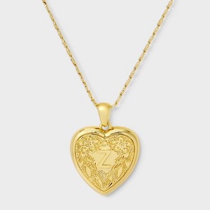 14K Gold Dipped Heart Charm Initial Necklace - A New Day™ Gold - 1 of 4