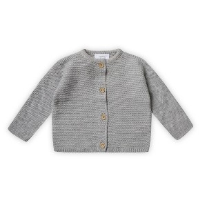 Stellou & Friends 100% Cotton Cardigan Sweater for Boys & Girls Ages 0-6 Years - Stone Grey Melange / 18-24 Months - 1 of 3