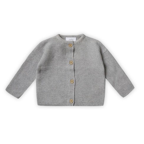 Stellou & Friends 100% Cotton Cardigan Sweater for Boys & Girls Ages 0-6  Years - Stone Grey Melange / 3-4 Years