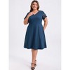 GRACE & GRANDEUR Women's Plus Size Summer Comfty Knit V-Neck Elastic Waist A-Line Hollow Out Short Sleeve Dresses with Pockets - 2 of 4