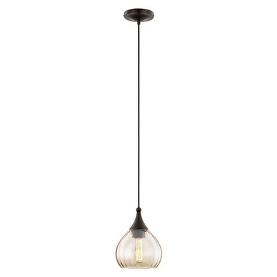 Livex Lighting Art Glass 1 - Light Pendant in  English Bronze