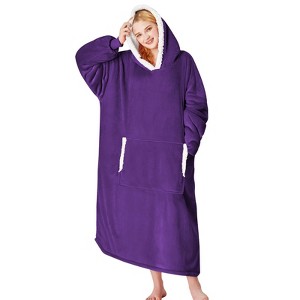 Inhand Gray Fuzzy Wearable Hoodie Blanket - Oversized Cozy Polyester Sweatshirt for Women, One Size Fits All - The Perfect Warm Gift - 1 of 4