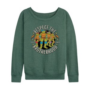 Women's - Teenage Mutant Ninja Turtles - Respect The Brotherhood Lightweight French Terry Wide Neck Long Sleeve Shirt - 1 of 4