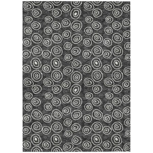 Black Gray And Ivory Geometric Washable Indoor Outdoor Area Rug - 1 of 4