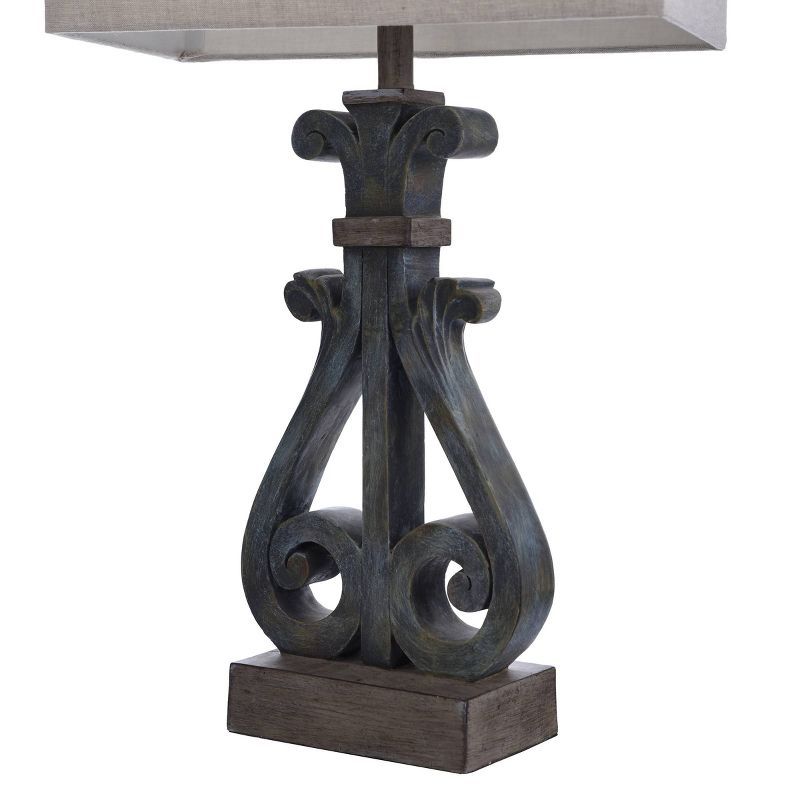 Brampton Open Scroll Design Table Lamp with Rectangle Shade Blue - StyleCraft, 4 of 8